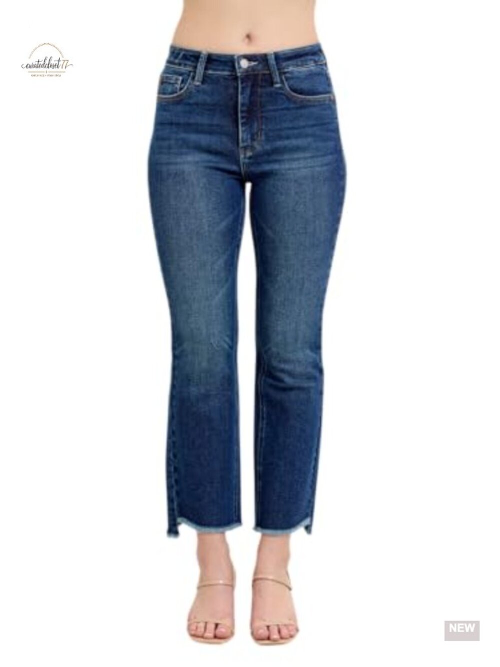 High Waisted Dark Wash Kick Flare Jeans